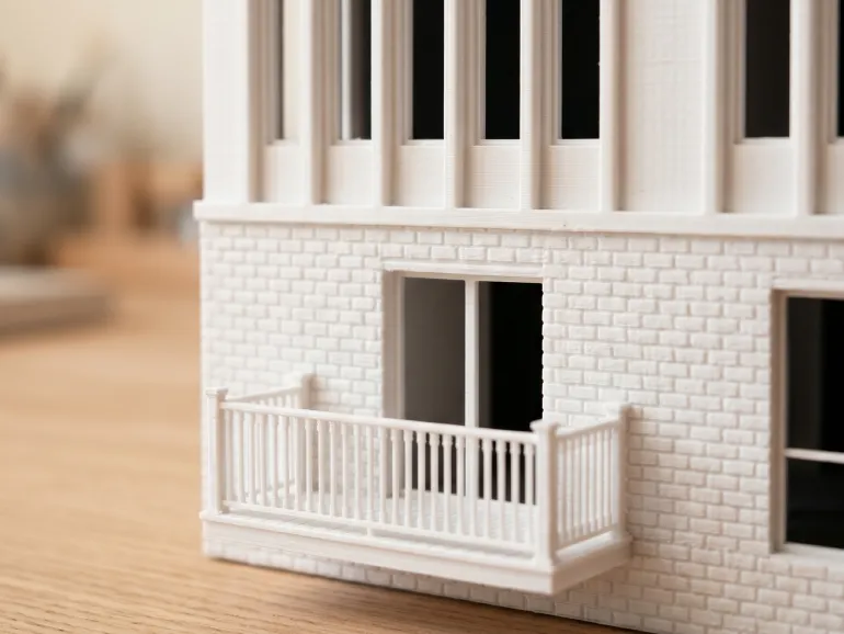 Von Imprimakers 3D-gedrucktes Architekturmodell — Maßstab 1:100 mit Fassadendetail