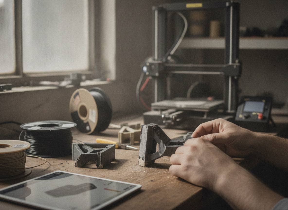 Pieza técnica impresa en 3D diseñada para resistir esfuerzos mecánicos — servicio de impresión 3D de Imprimakers
