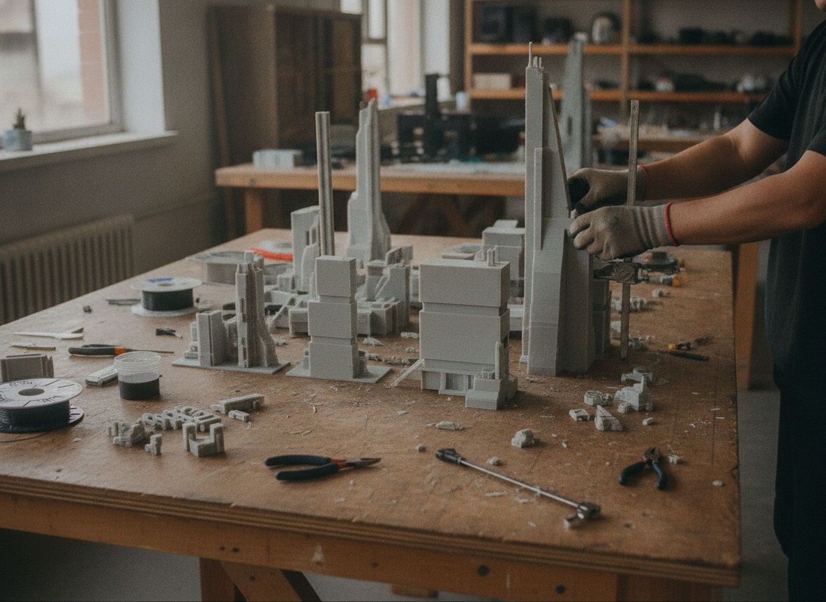 maqueta de gran formato montada con piezas impresas en FDM y detalles en resina SLA