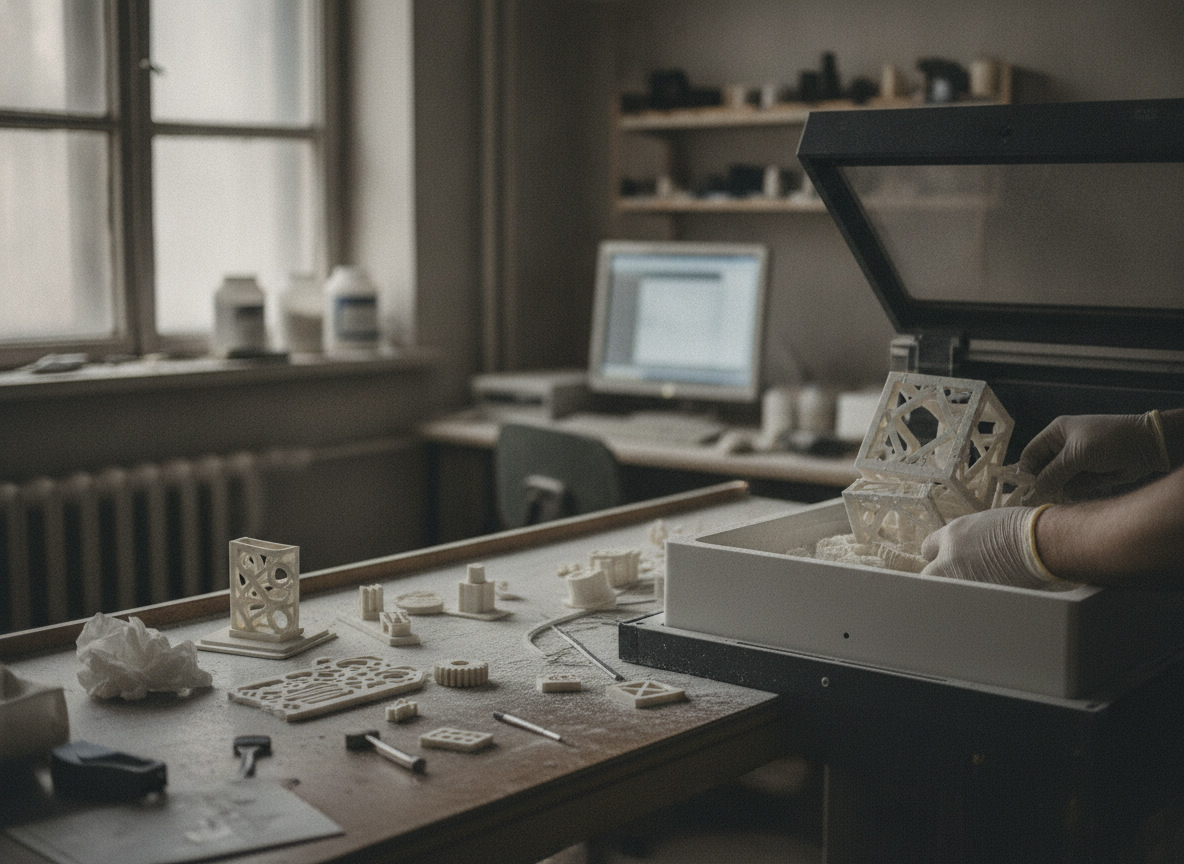 Piezas en nylon PA12 impresas por sinterizado SLS — servicio de impresión 3D de Imprimakers