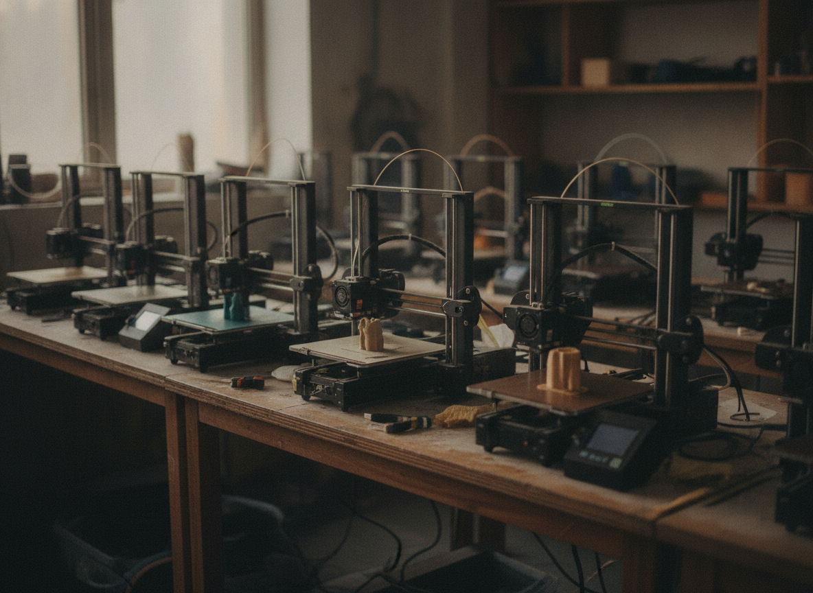 Granja de impresoras 3D en Valencia fabricando piezas tras subir el archivo